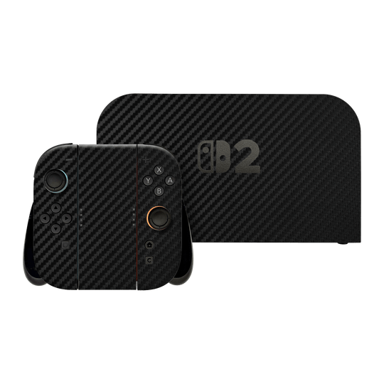 Nintendo Switch 2 Black 3D Textured Carbon Fibre Fiber Skin Wrap Sticker Decal Cover Protector by QSKINZ | qskinz.com