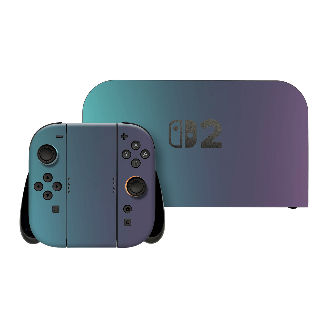 Nintendo Switch 2 Chameleon Turquoise-Lavender Lilac Colour-changing Metallic Skin Wrap Sticker Decal Cover Protector by QSKINZ | qskinz.com