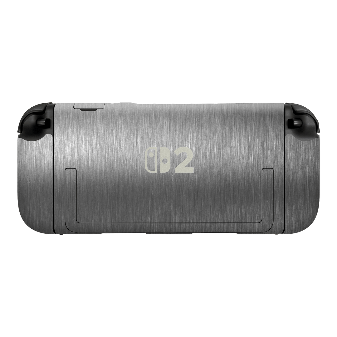 Nintendo Switch 2 Console Brushed Metal Titanium Metallic Skin Wrap Sticker Decal Cover Protector by QSKINZ | qskinz.com