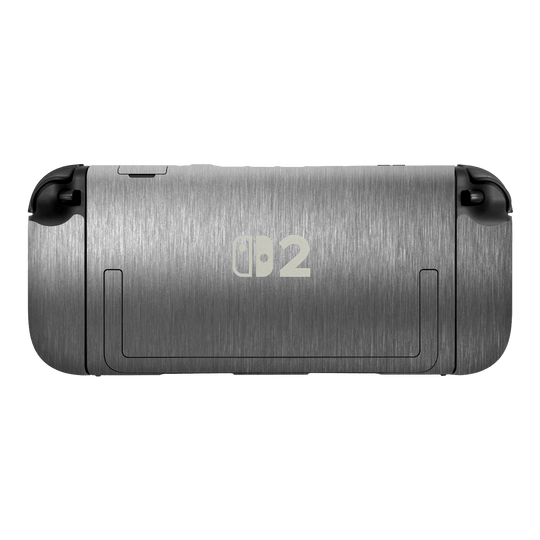 Nintendo Switch 2 Console Brushed Metal Titanium Metallic Skin Wrap Sticker Decal Cover Protector by QSKINZ | qskinz.com