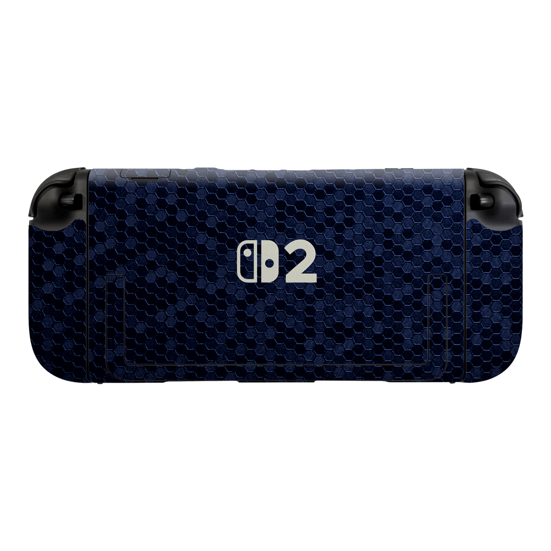 Nintendo Switch 2 Console Luxuria Navy Blue Honeycomb 3D Textured Skin Wrap Sticker Decal Cover Protector by QSKINZ | qskinz.com