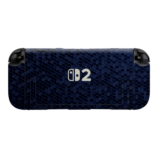 Nintendo Switch 2 Console Luxuria Navy Blue Honeycomb 3D Textured Skin Wrap Sticker Decal Cover Protector by QSKINZ | qskinz.com