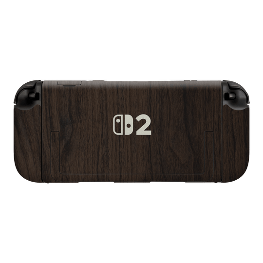 Nintendo Switch 2 Console Premium Wood Wooden Dark Walnut Matte Textured Skin Wrap Sticker Decal Cover Protector by QSKINZ | qskinz.com