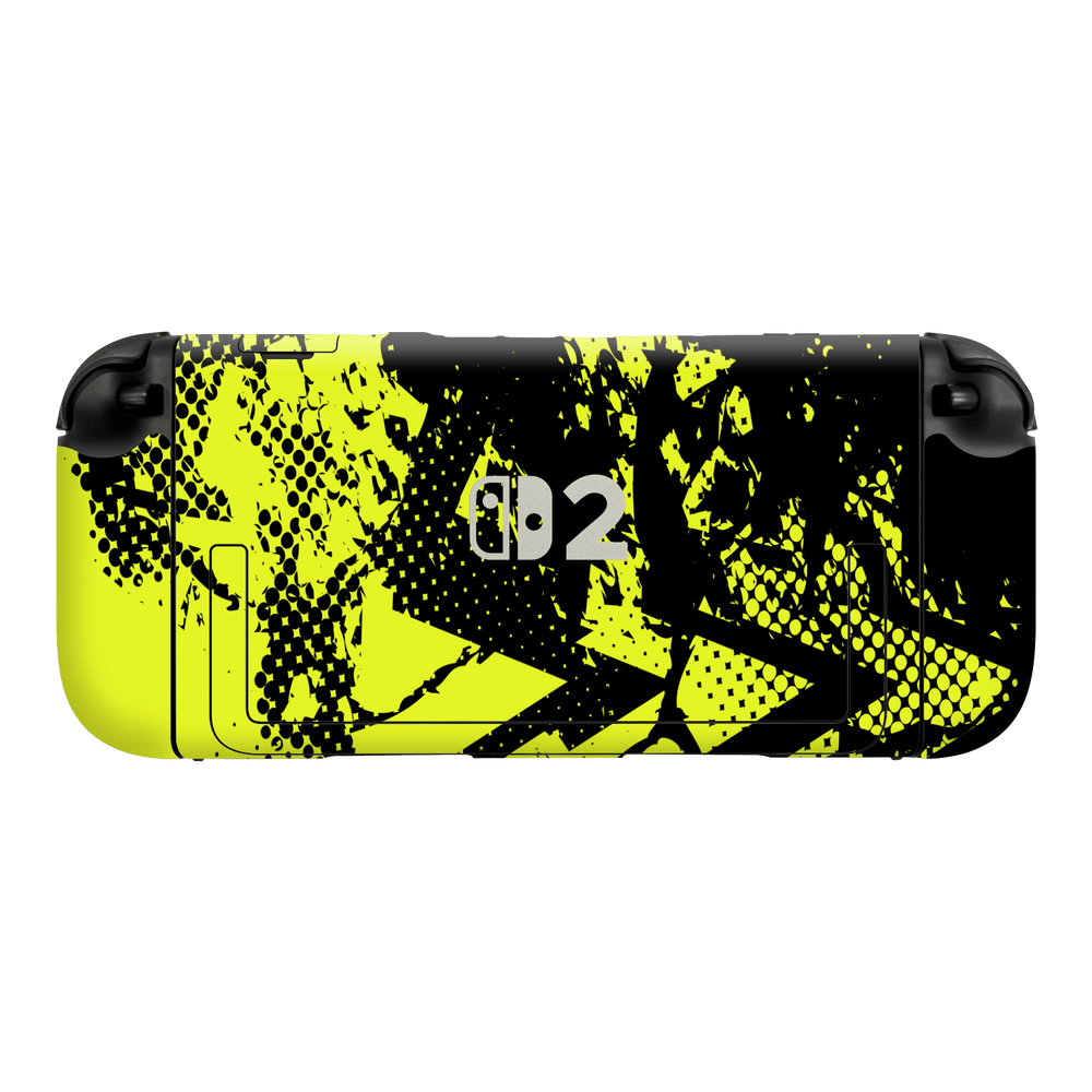 Nintendo Switch 2 Console Print Printed Custom SIGNATURE Grunge Yellow Green Trace Skin Wrap Sticker Decal Cover Protector by QSKINZ | QSKINZ.COM