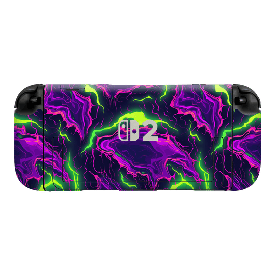 Nintendo Switch 2 Console Print Printed Custom SIGNATURE Twisterra Twist Neon Purple Yellow Green Anime Skin Wrap Sticker Decal Cover Protector by QSKINZ | QSKINZ.COM
