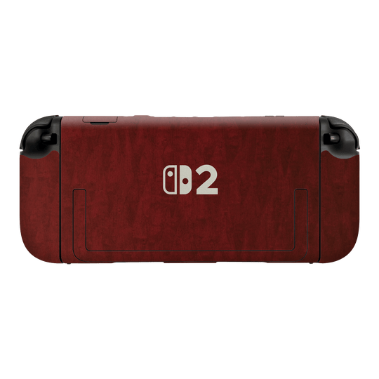 Nintendo Switch 2 Console Scarlet Red Wood Wooden Satin Skin Wrap Sticker Decal Cover Protector by QSKINZ | qskinz.com