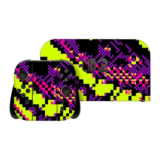 Nintendo Switch 2 Custom Printed SIGNATURE “Neonix” Purple Green Pixelated Skin Wrap Sticker Decal Cover Protector by QSKINZ | QSKINZ.COM