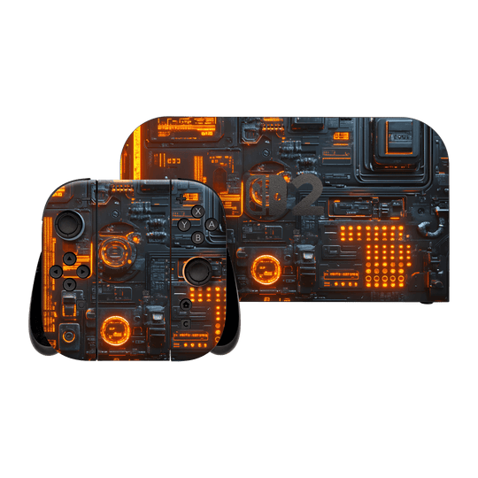 Nintendo Switch 2 Custom Printed SIGNATURE “Nexora” Orange Fire Technology Skin Wrap Sticker Decal Cover Protector by QSKINZ | QSKINZ.COM