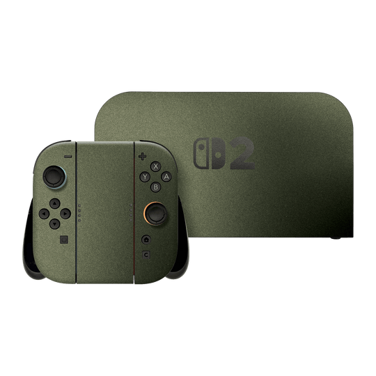 Nintendo Switch 2 Military Green Metallic Skin Wrap Sticker Decal Cover Protector by QSKINZ | qskinz.com