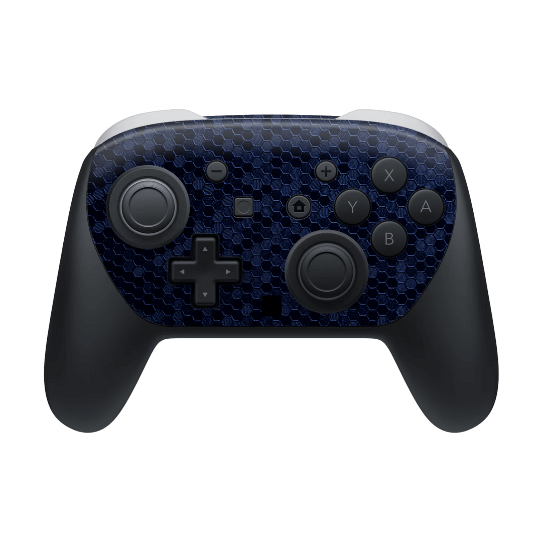 Nintendo Switch 2 PRO CONTROLLER Luxuria Navy Blue Honeycomb 3D Textured Skin Wrap Sticker Decal Cover Protector by QSKINZ | qskinz.com
