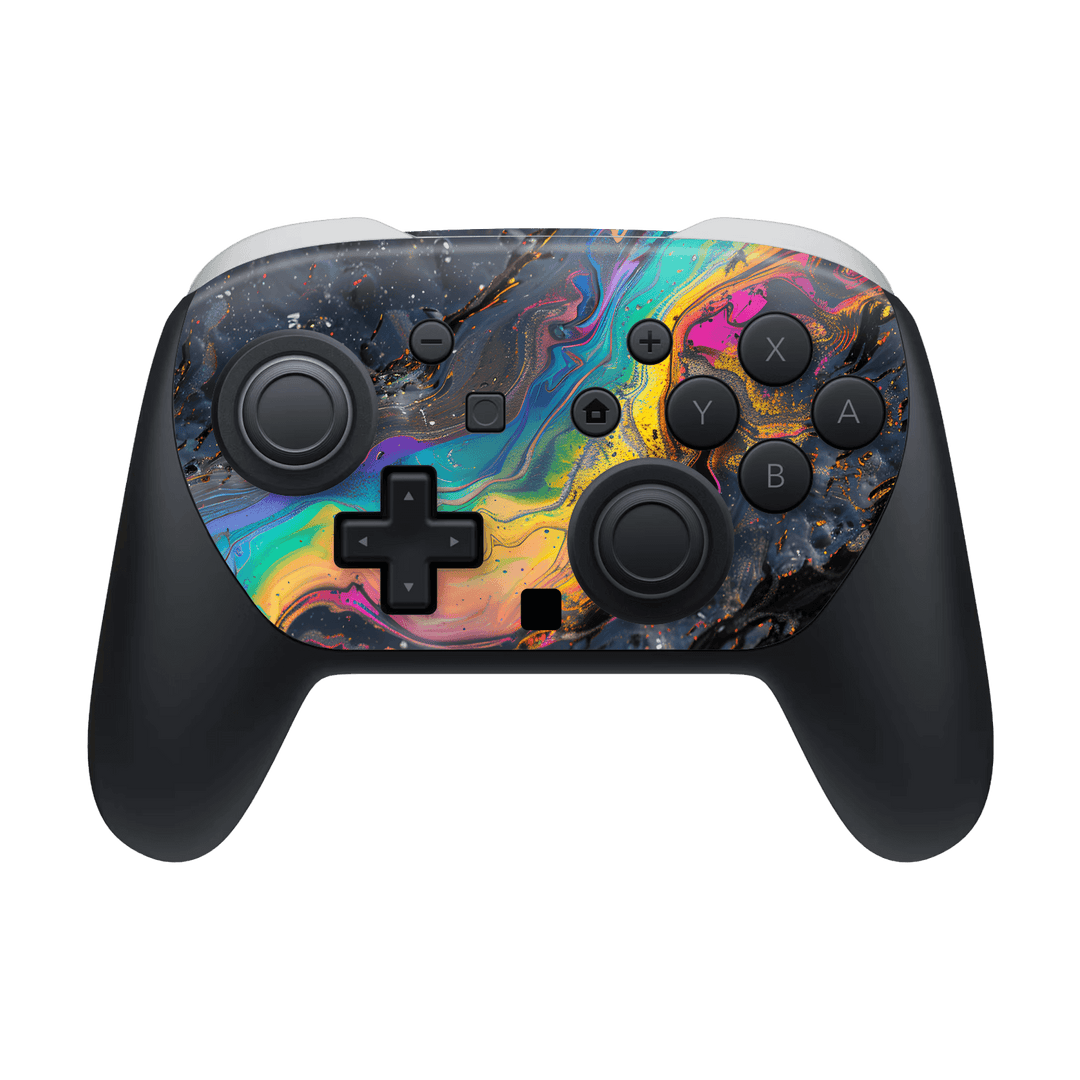 Nintendo Switch 2 PRO CONTROLLER Print Printed Custom SIGNATURE Aurora Auroria Stone Marble Rainbow Skin Wrap Sticker Decal Cover Protector by QSKINZ | QSKINZ.COM

