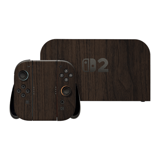 Nintendo Switch 2 Premium Wood Wooden Dark Walnut Matte Textured Skin Wrap Sticker Decal Cover Protector by QSKINZ | qskinz.com