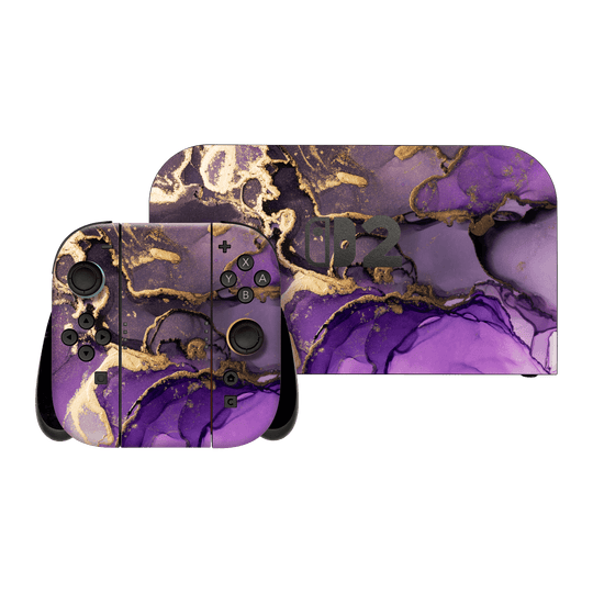 Nintendo Switch 2 Print Printed Custom SIGNATURE AGATE GEODE Purple-Gold Skin Wrap Sticker Decal Cover Protector by QSKINZ | qskinz.com