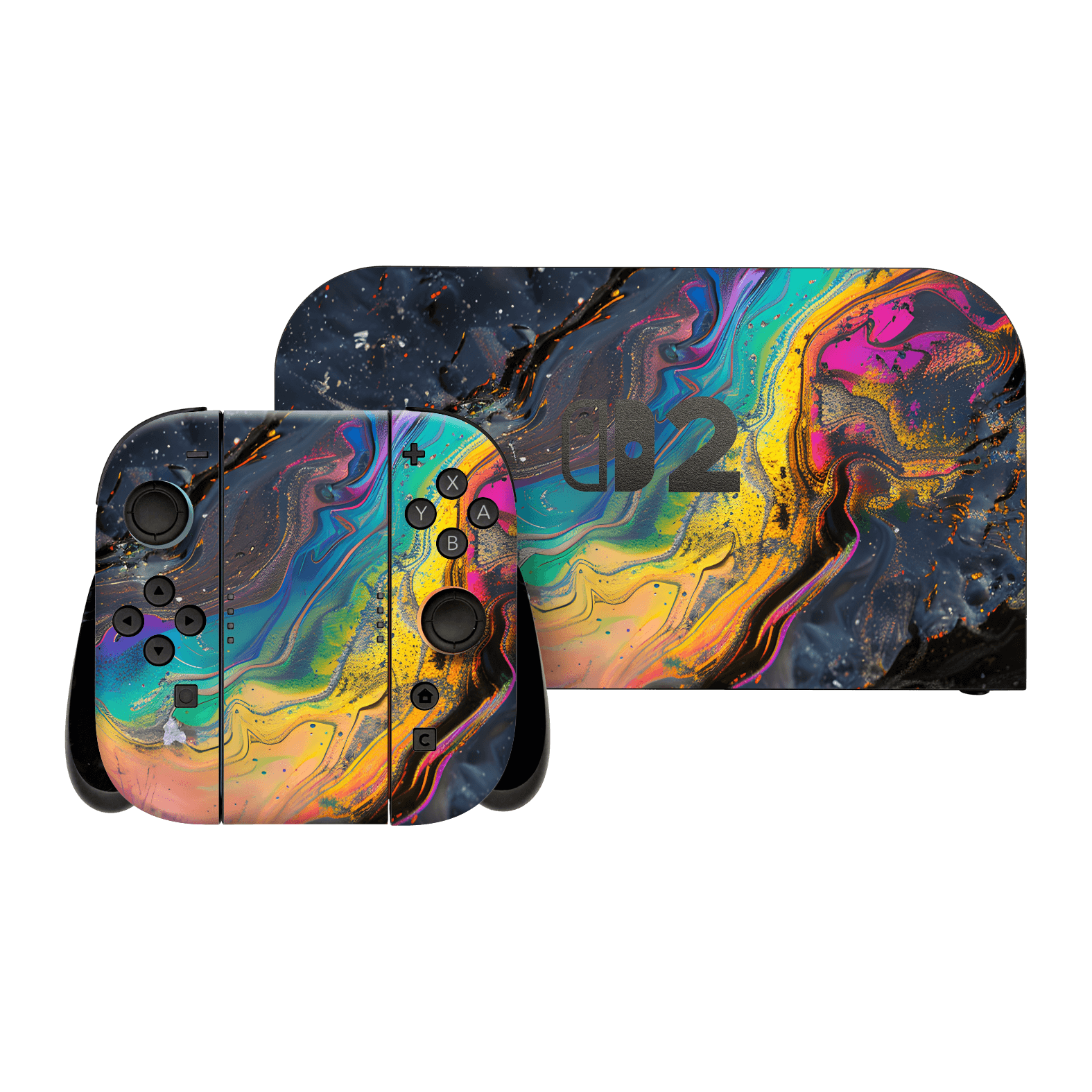 Nintendo Switch 2 Print Printed Custom SIGNATURE Aurora Auroria Stone Marble Rainbow Skin Wrap Sticker Decal Cover Protector by QSKINZ | QSKINZ.COM