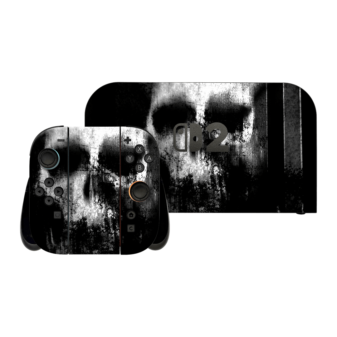 Nintendo Switch 2 Print Printed Custom SIGNATURE Horror Black & White SKULL Skin, Wrap, Decal, Protector, Cover by QSKINZ | qskinz.com