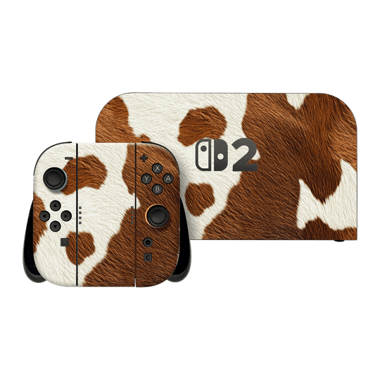Nintendo Switch 2 Print Printed Custom SIGNATURE MOO Cow Print Cowhide Skin Wrap Sticker Decal Cover Protector by QSKINZ | QSKINZ.COM