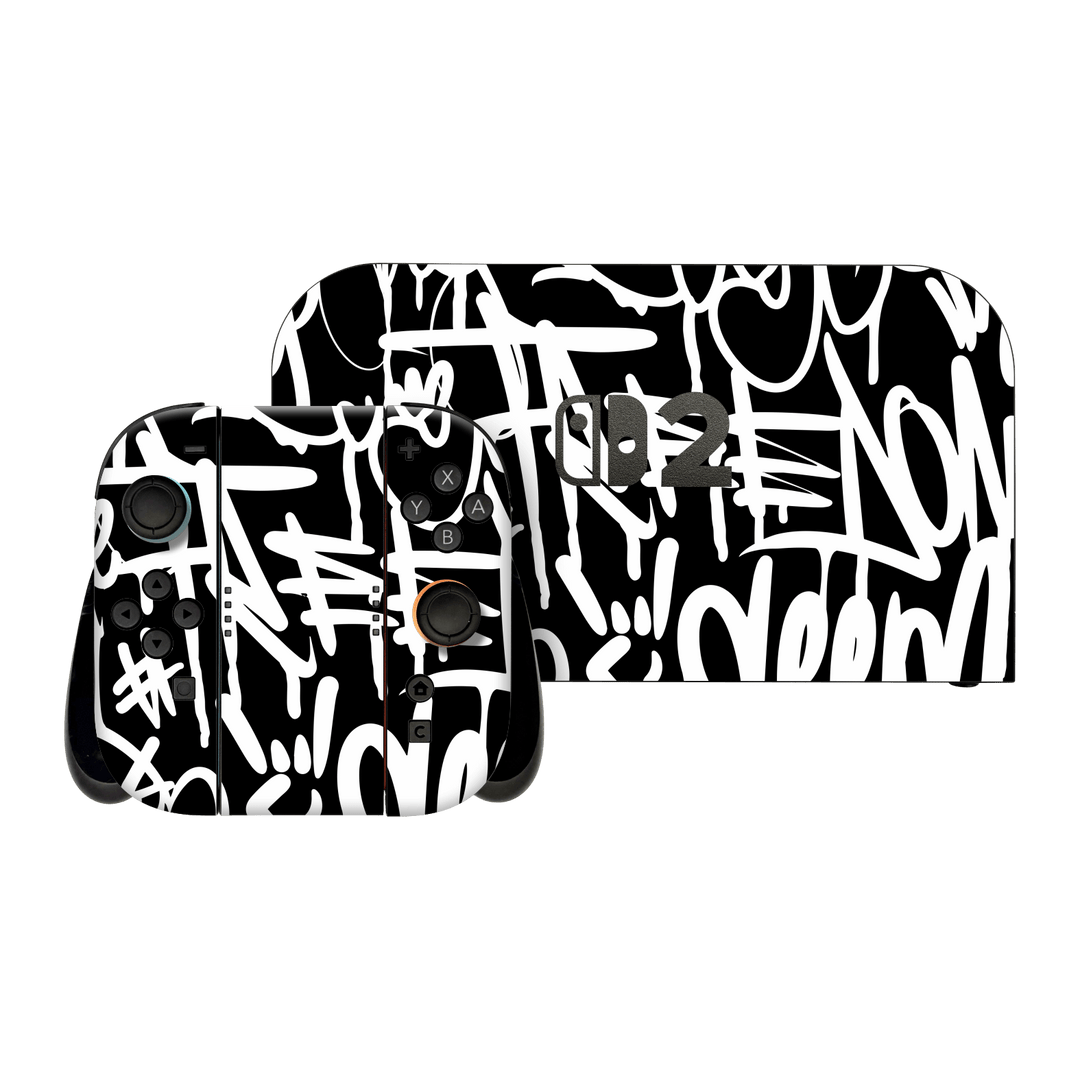 Nintendo Switch 2 Print Printed Custom SIGNATURE Monochrome Black and White Graffiti Skin Wrap Sticker Decal Cover Protector by QSKINZ | qskinz.com