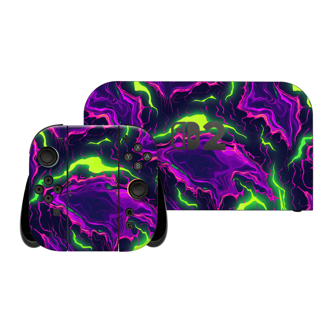 Nintendo Switch 2 Print Printed Custom SIGNATURE Twisterra Twist Neon Purple Yellow Green Anime Skin Wrap Sticker Decal Cover Protector by QSKINZ | QSKINZ.COM