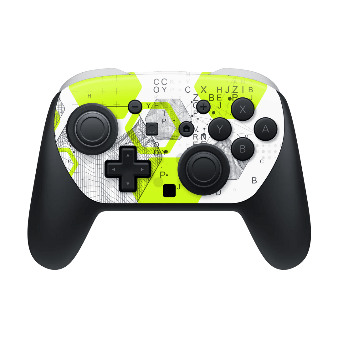 Nintendo Switch 2 Pro Controller Printed Custom SIGNATURE “Neural Realm” AI Science Green & White Skin Wrap Sticker Decal Cover Protector by QSKINZ | QSKINZ.COM