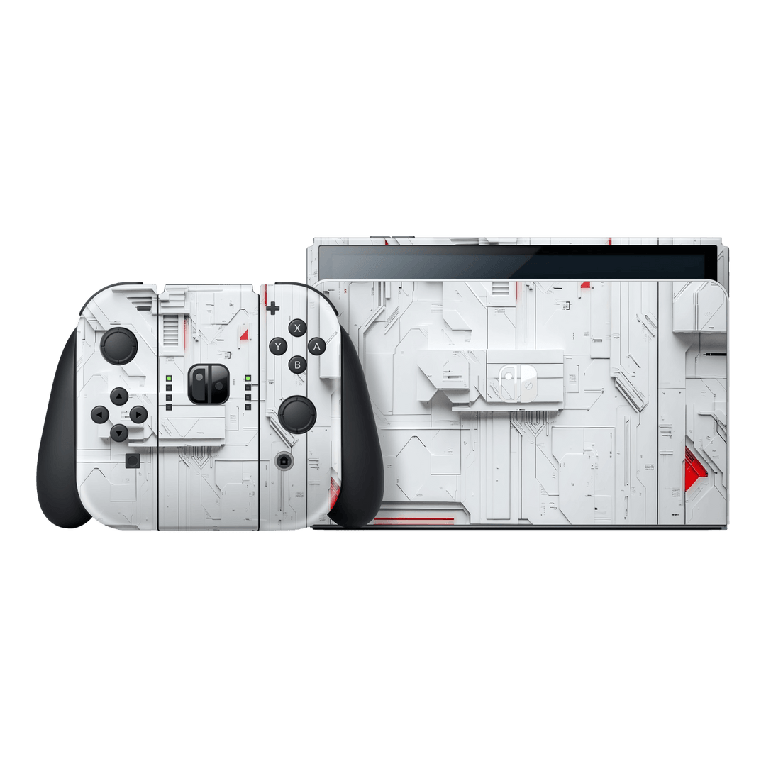 Nintendo Switch OLED Print Printed Custom SIGNATURE Interstellar White Spaceship Skin Wrap Sticker Decal Cover Protector by QSKINZ | QSKINZ.COM