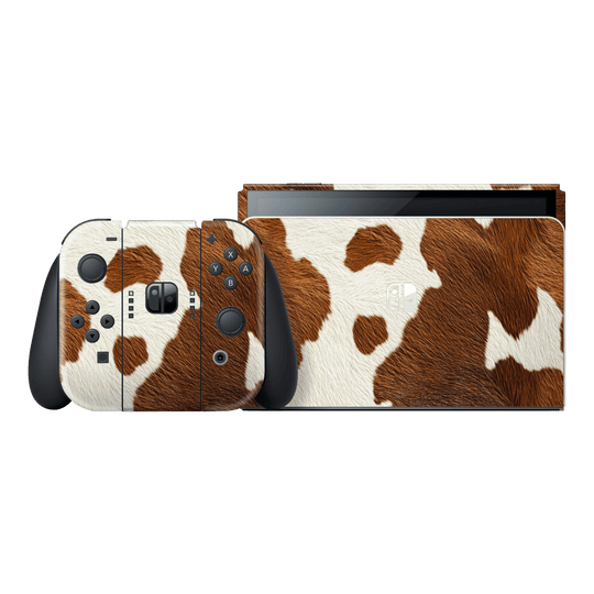 Nintendo Switch OLED Print Printed Custom SIGNATURE MOO Cow Print Cowhide Skin Wrap Sticker Decal Cover Protector by QSKINZ | QSKINZ.COM