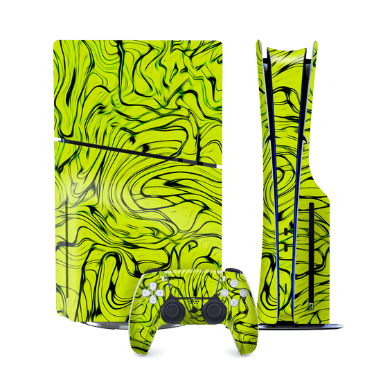 PS5 Slim (DISC Edition) Print Printed Custom SIGNATURE Hypnotic Green Electric Jade Skin Wrap Sticker Decal Cover Protector QSKINZ | QSKINZ.COM