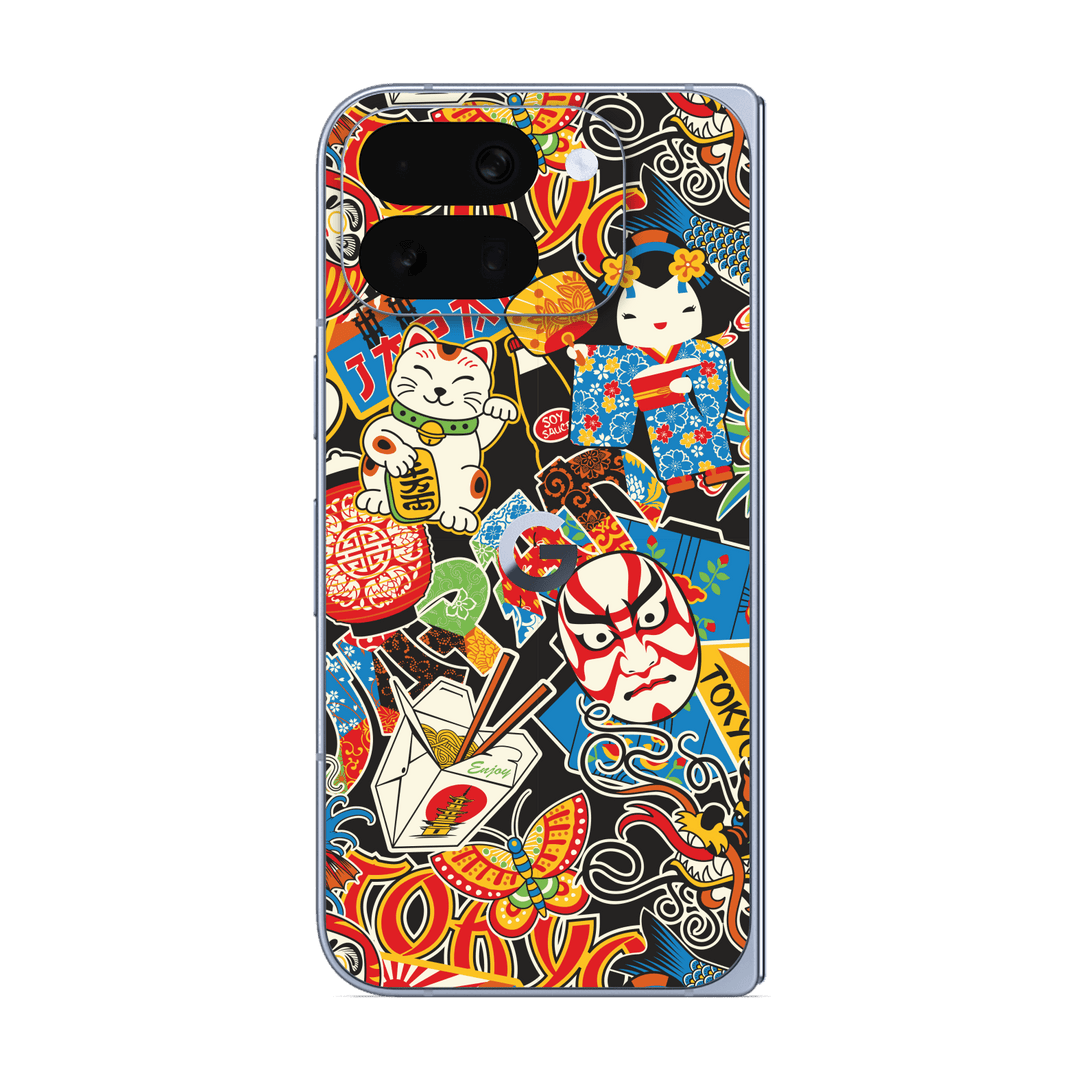 Pixel 10 Pro FOLD Custom Printed SIGNATURE “Manga Tokyo Maneki” Japanese Art Skin Wrap Sticker Decal Cover Protector by QSKINZ | QSKINZ.COM