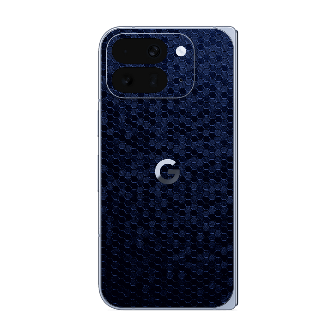 Pixel 10 Pro FOLD Luxuria Navy Blue Honeycomb 3D Textured Skin Wrap Sticker Decal Cover Protector by QSKINZ | qskinz.com