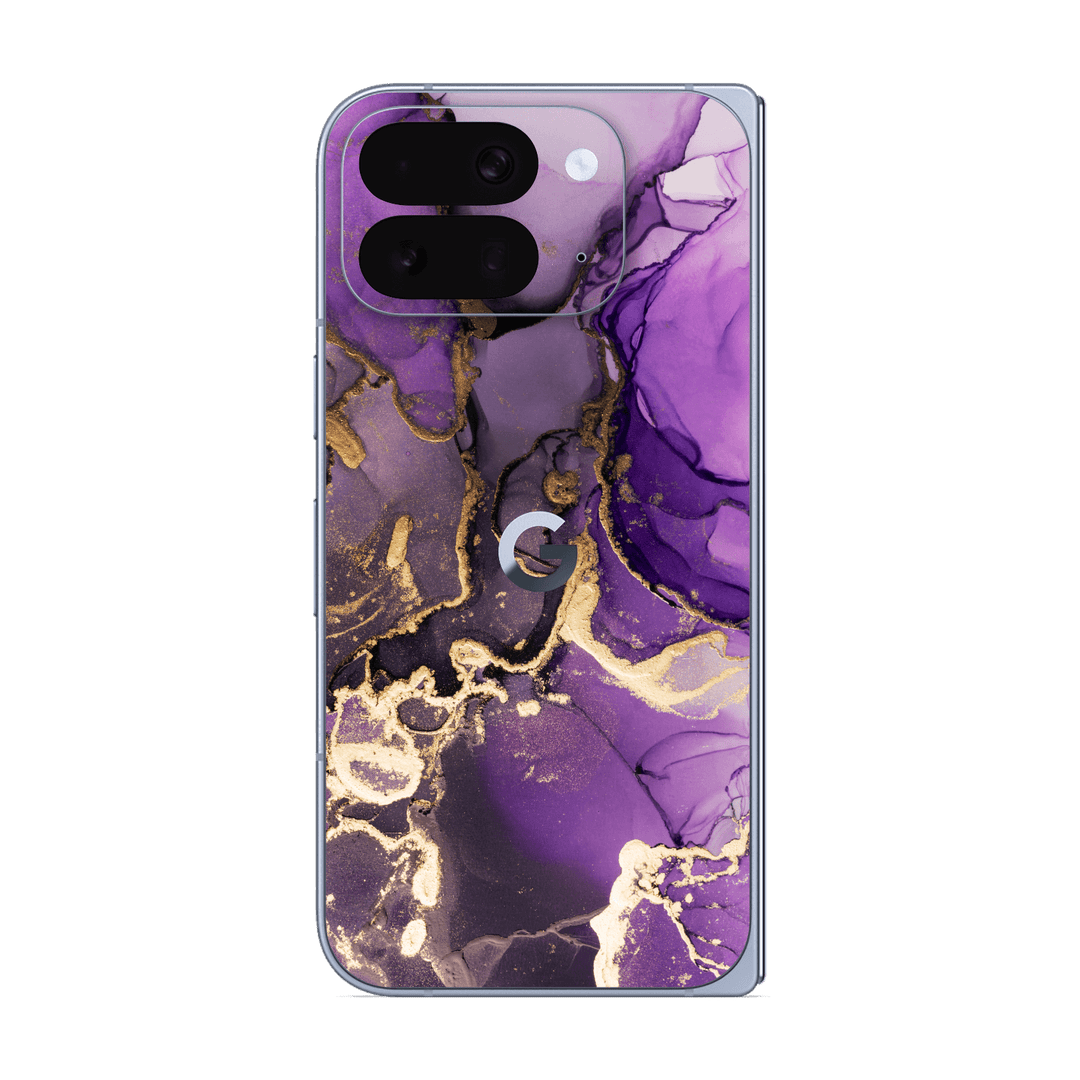 Pixel 10 Pro FOLD Print Printed Custom SIGNATURE AGATE GEODE Purple-Gold Skin Wrap Sticker Decal Cover Protector by QSKINZ | qskinz.com