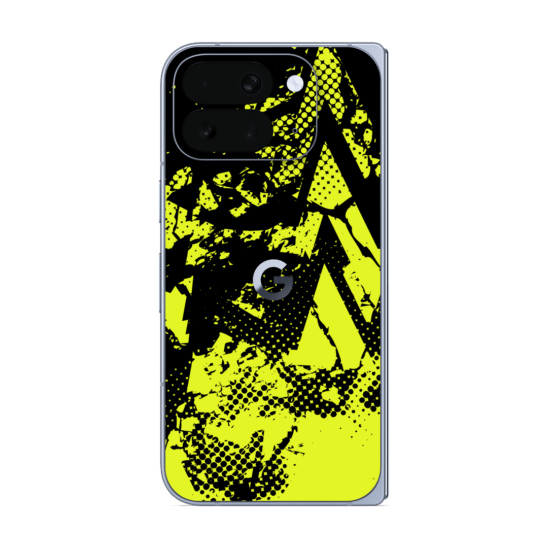 Pixel 10 Pro FOLD Print Printed Custom SIGNATURE Grunge Yellow Green Trace Skin Wrap Sticker Decal Cover Protector by QSKINZ | QSKINZ.COM