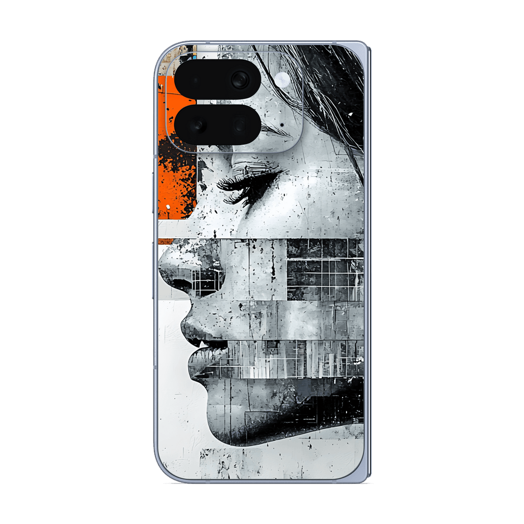 Pixel 10 Pro FOLD Printed Custom SIGNATURE “Atelier Portrait” Monochrome Black & White Artistic Portrait Collage Skin Wrap Sticker Decal Cover Protector by QSKINZ | QSKINZ.COM