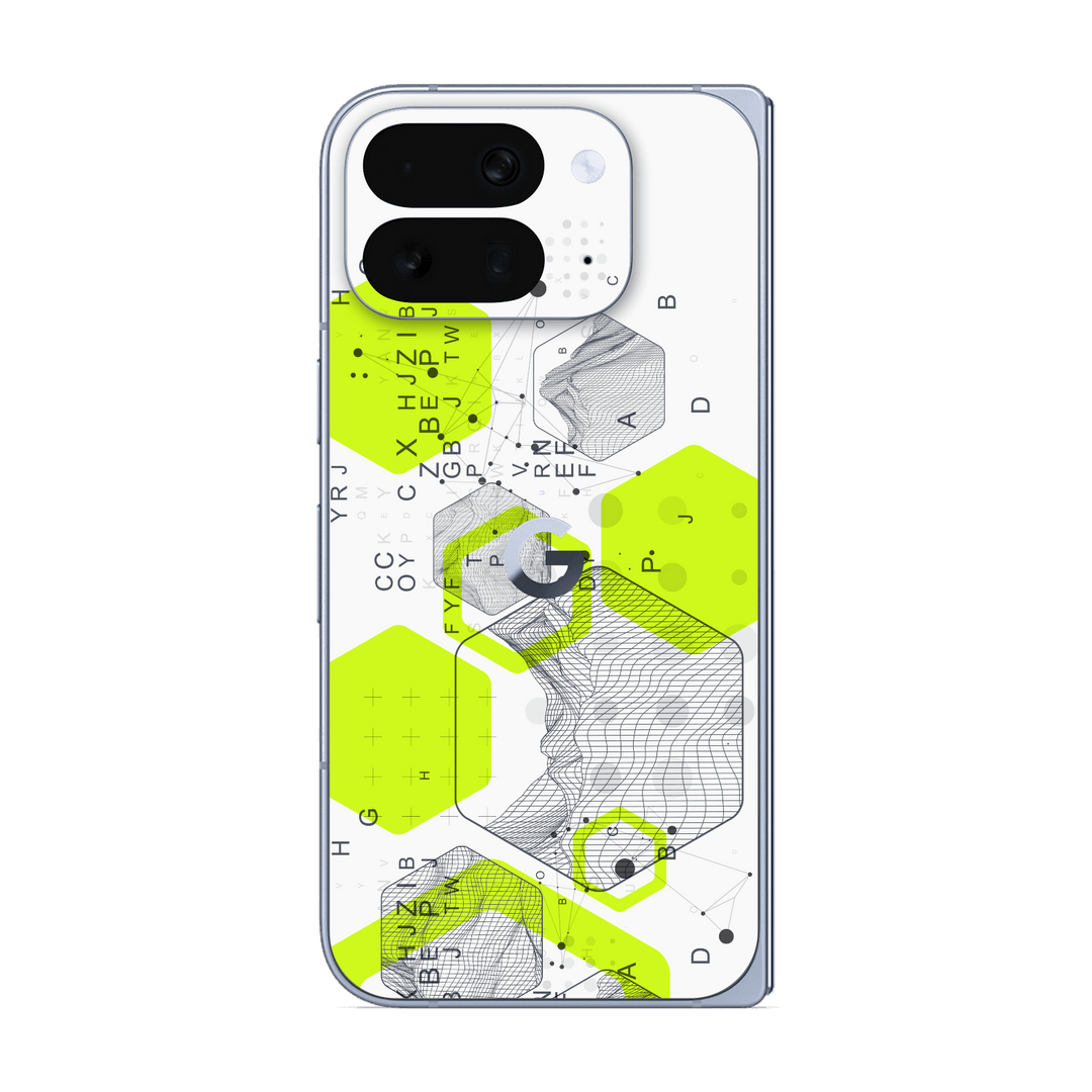 Pixel 10 Pro FOLD Printed Custom SIGNATURE “Neural Realm” AI Science Green & White Skin Wrap Sticker Decal Cover Protector by QSKINZ | QSKINZ.COM