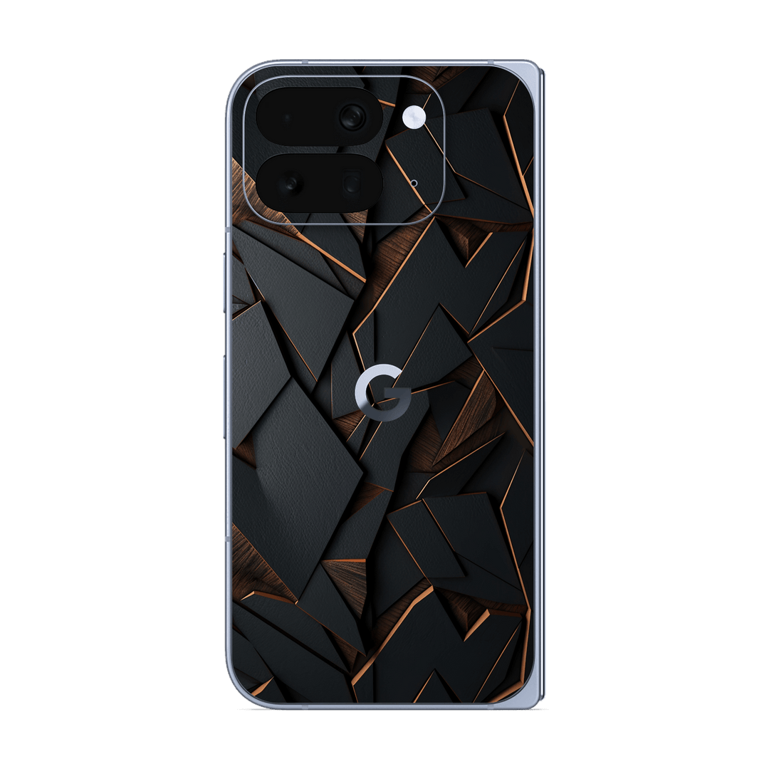 Pixel 10 Pro FOLD Printed Custom SIGNATURE “Nightcore” Midnight Black & Bronze Geometric Skin Wrap Sticker Decal Cover Protector by QSKINZ | QSKINZ.COM