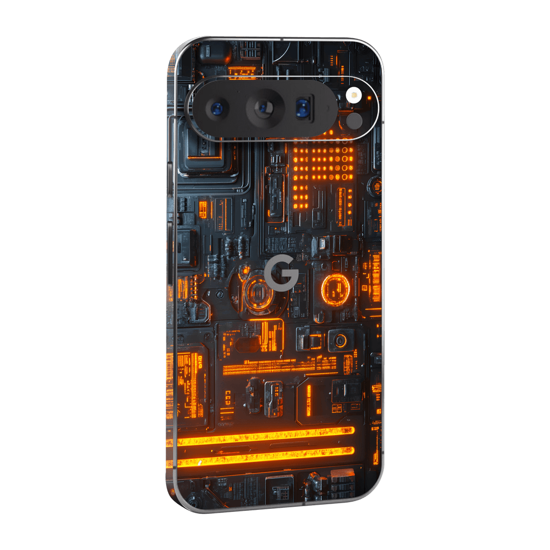 Pixel 9 PRO Custom Printed SIGNATURE “Nexora” Orange Fire Technology Skin Wrap Sticker Decal Cover Protector by QSKINZ | QSKINZ.COM