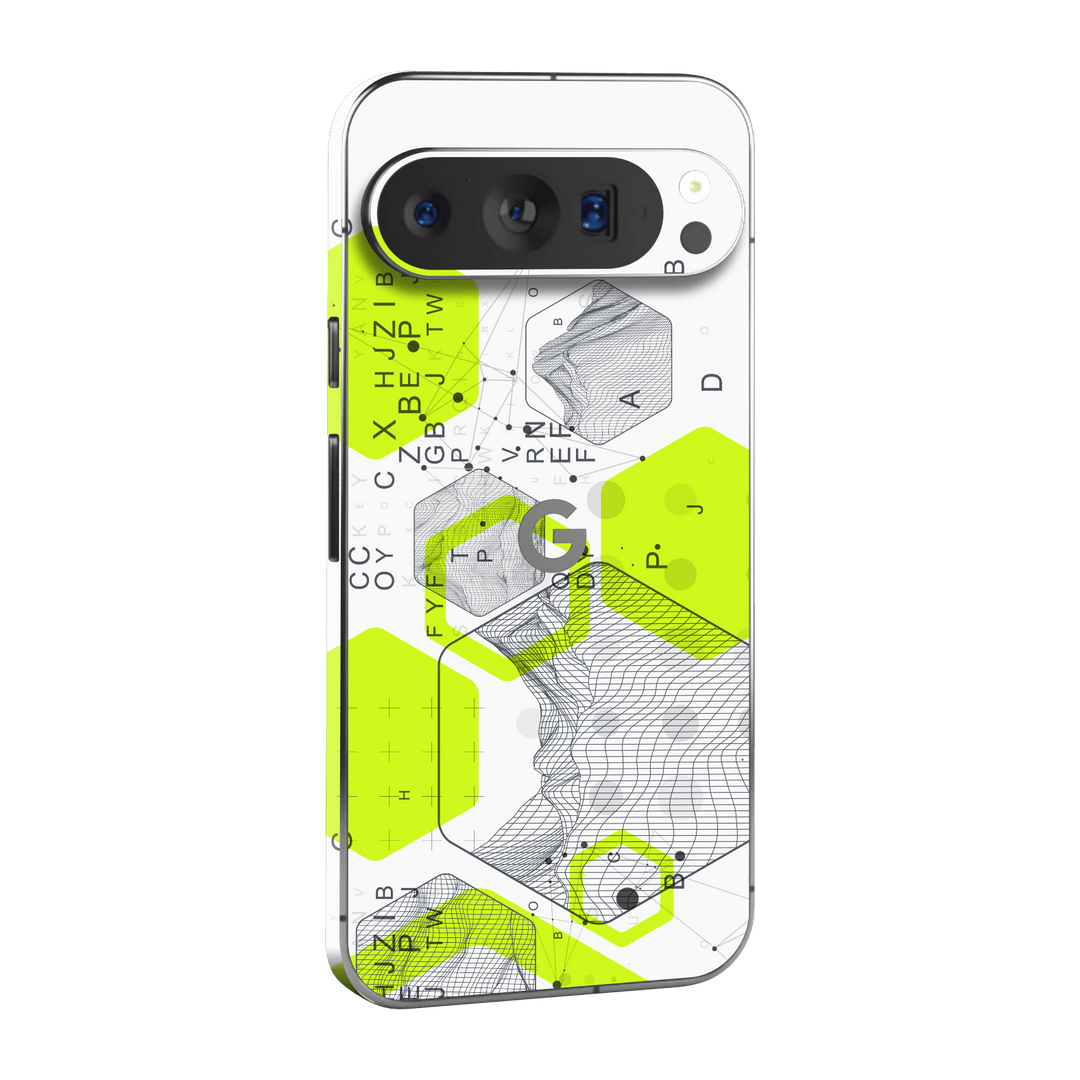 Pixel 9 PRO XL Printed Custom SIGNATURE “Neural Realm” AI Science Green & White Skin Wrap Sticker Decal Cover Protector by QSKINZ | QSKINZ.COM