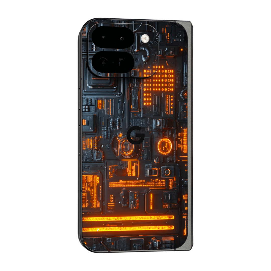 Pixel 9 Pro FOLD Custom Printed SIGNATURE “Nexora” Orange Fire Technology Skin Wrap Sticker Decal Cover Protector by QSKINZ | QSKINZ.COM