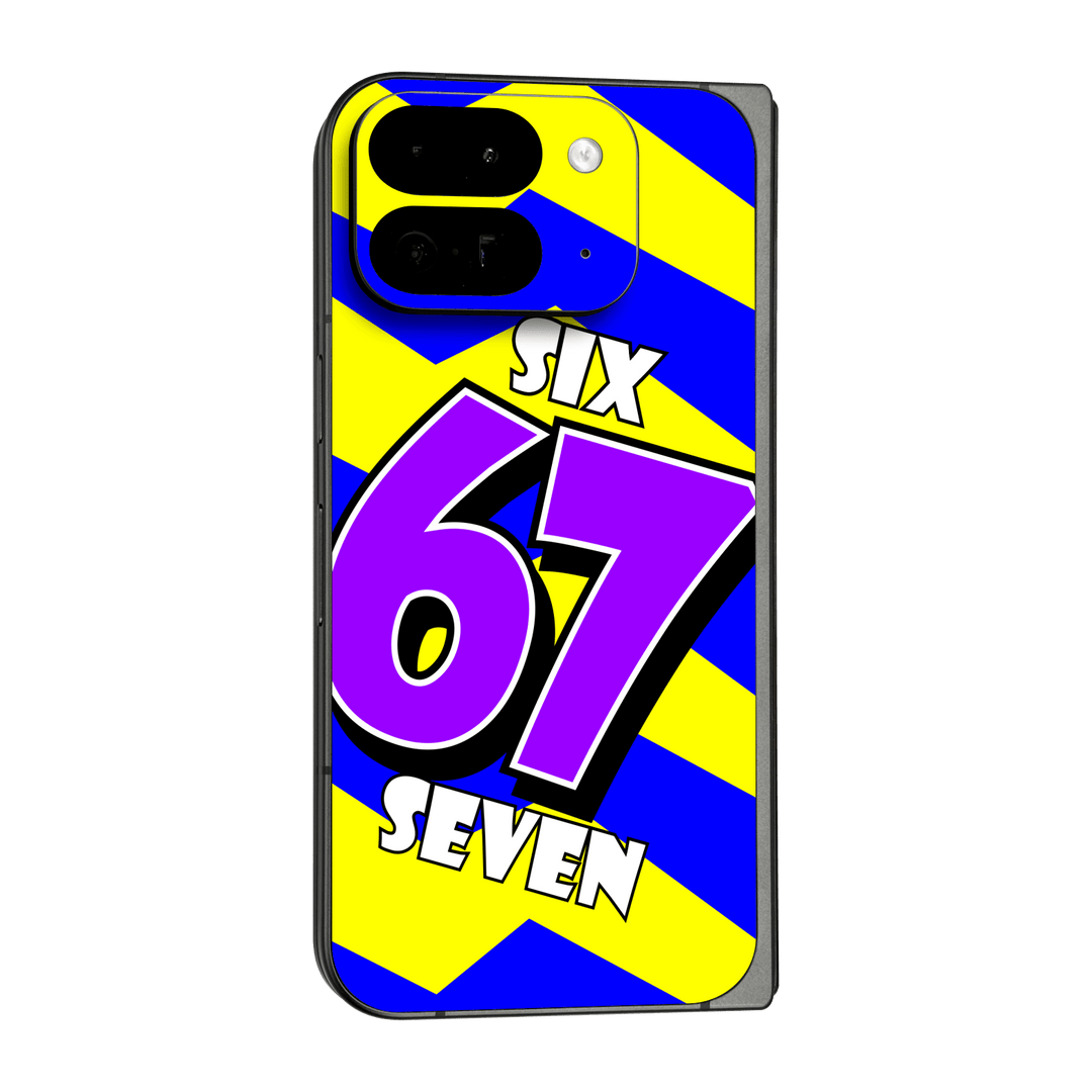 Pixel 9 Pro FOLD Printed Custom SIGNATURE “6-7 Flash” Bold Blue & Yellow Pop Art Typography Skin Wrap Sticker Decal Cover Protector by QSKINZ | QSKINZ.COM