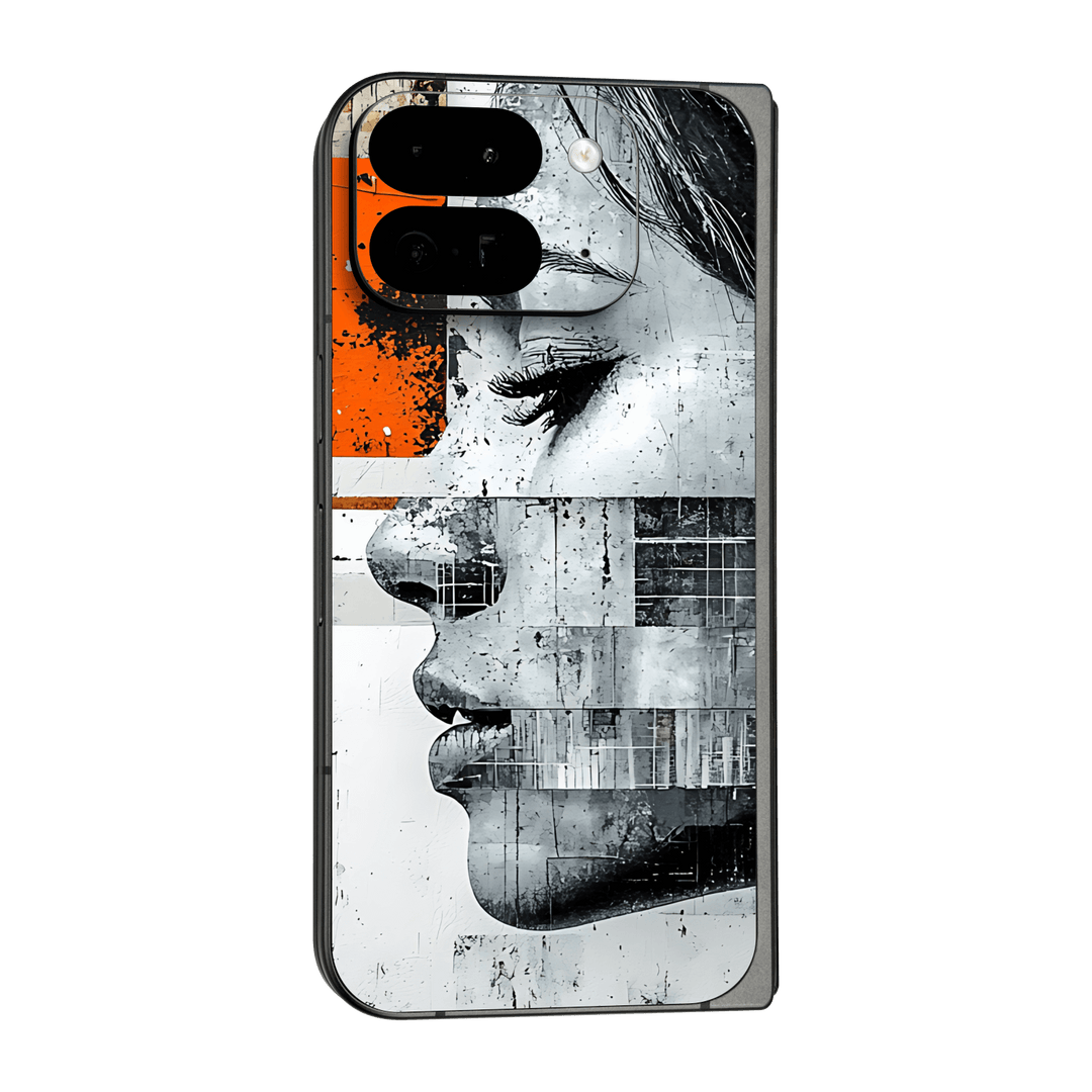 Pixel 9 Pro FOLD Printed Custom SIGNATURE “Atelier Portrait” Monochrome Black & White Artistic Portrait Collage Skin Wrap Sticker Decal Cover Protector by QSKINZ | QSKINZ.COM