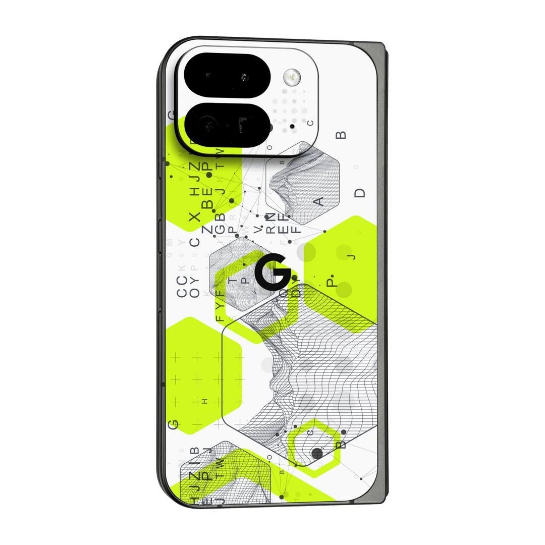 Pixel 9 Pro FOLD Printed Custom SIGNATURE “Neural Realm” AI Science Green & White Skin Wrap Sticker Decal Cover Protector by QSKINZ | QSKINZ.COM