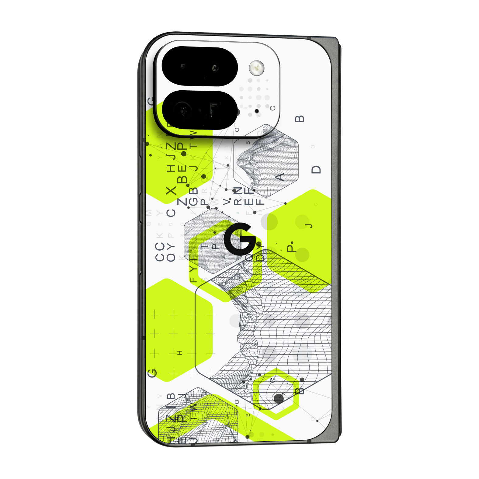 Pixel 9 Pro FOLD Printed Custom SIGNATURE “Neural Realm” AI Science Green & White Skin Wrap Sticker Decal Cover Protector by QSKINZ | QSKINZ.COM
