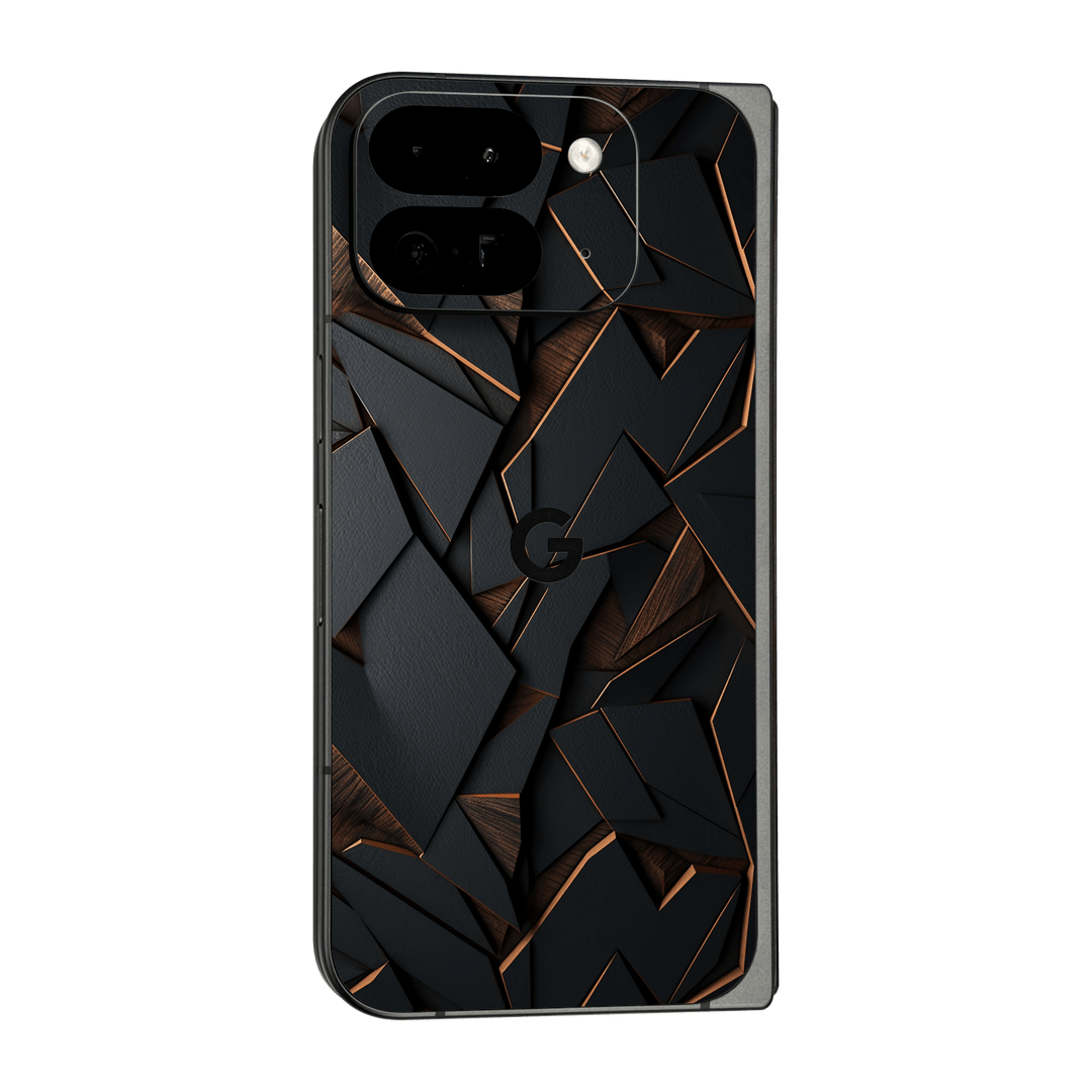 Pixel 9 Pro FOLD Printed Custom SIGNATURE “Nightcore” Midnight Black & Bronze Geometric Skin Wrap Sticker Decal Cover Protector by QSKINZ | QSKINZ.COM