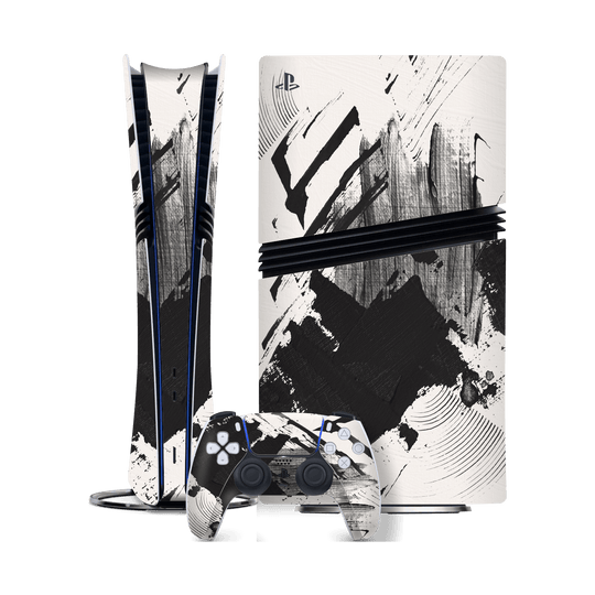 PlayStation 5 PRO (PS5 PRO) Print Printed Custom SIGNATURE Black and White Madness Skin Wrap Sticker Decal Cover Protector by QSKINZ | qskinz.com