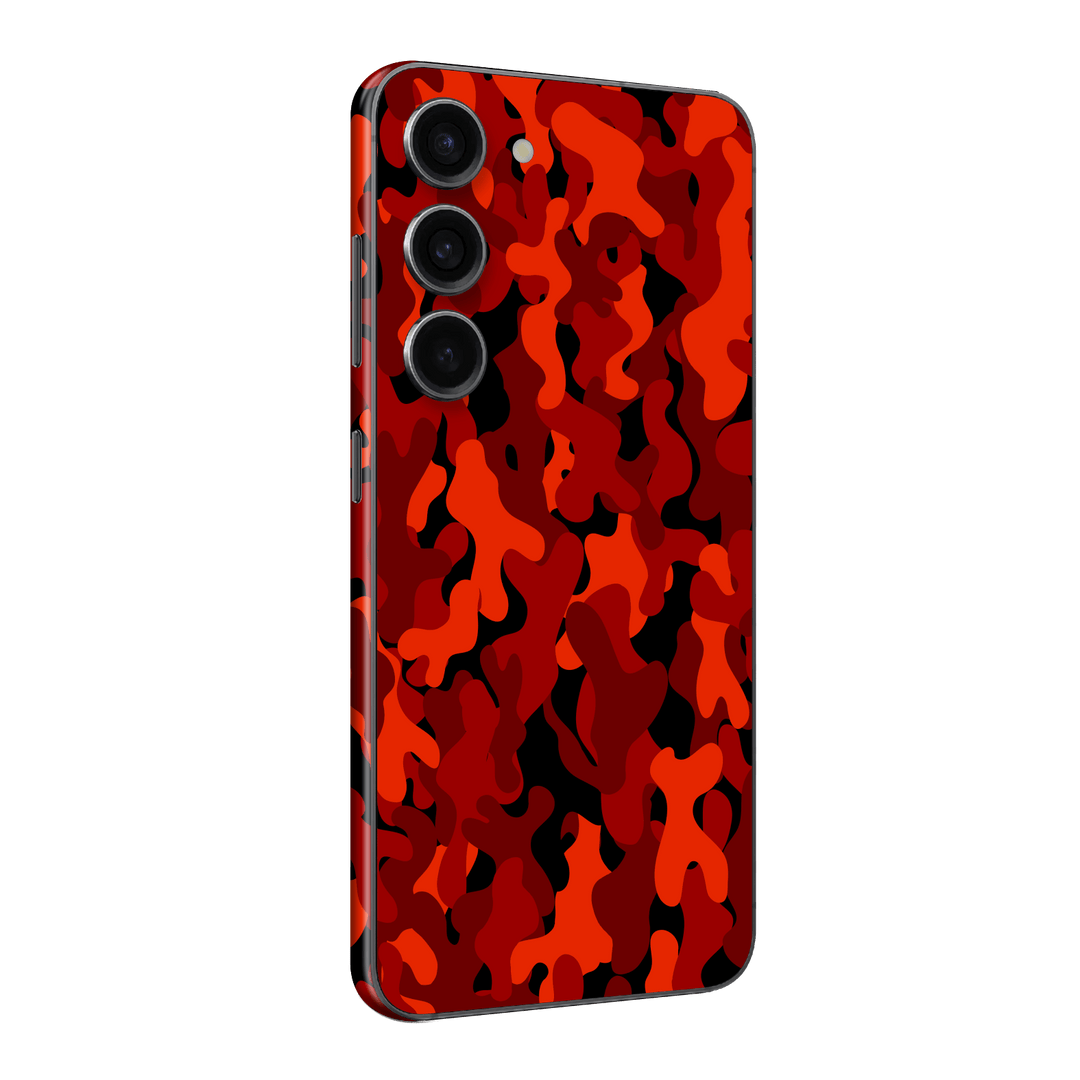Samsung Galaxy S23+ PLUS Print Printed Custom SIGNATURE Fire Red Camo Camouflage Skin Wrap Sticker Decal Cover Protector by QSKINZ | QSKINZ.COM