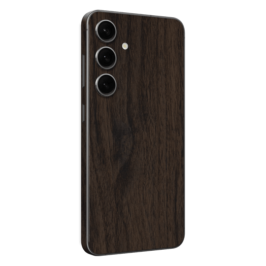 Samsung Galaxy S24(FE) Premium Wood Wooden Dark Walnut Matte Textured Skin Wrap Sticker Decal Cover Protector by QSKINZ | qskinz.com