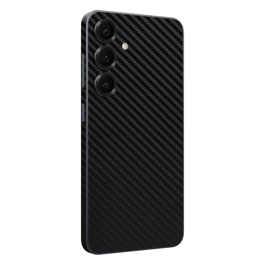 Samsung Galaxy S25 Black 3D Textured Carbon Fibre Fiber Skin Wrap Sticker Decal Cover Protector by QSKINZ | qskinz.com