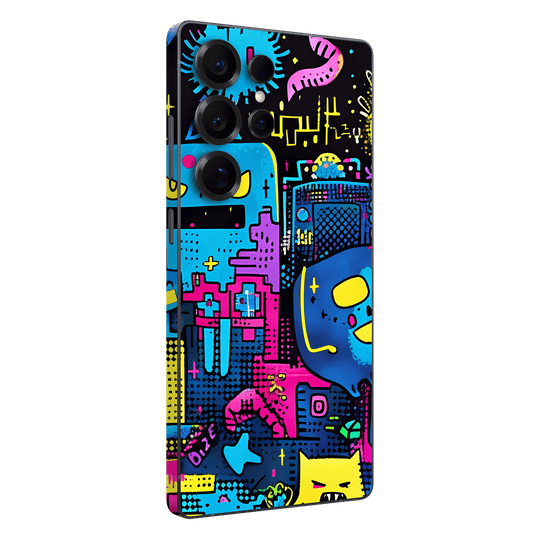 Samsung Galaxy S25 ULTRA Print Printed Custom SIGNATURE Arcade Rave Gaming Gamer Pixel Skin Wrap Sticker Decal Cover Protector by QSKINZ | QSKINZ.COM