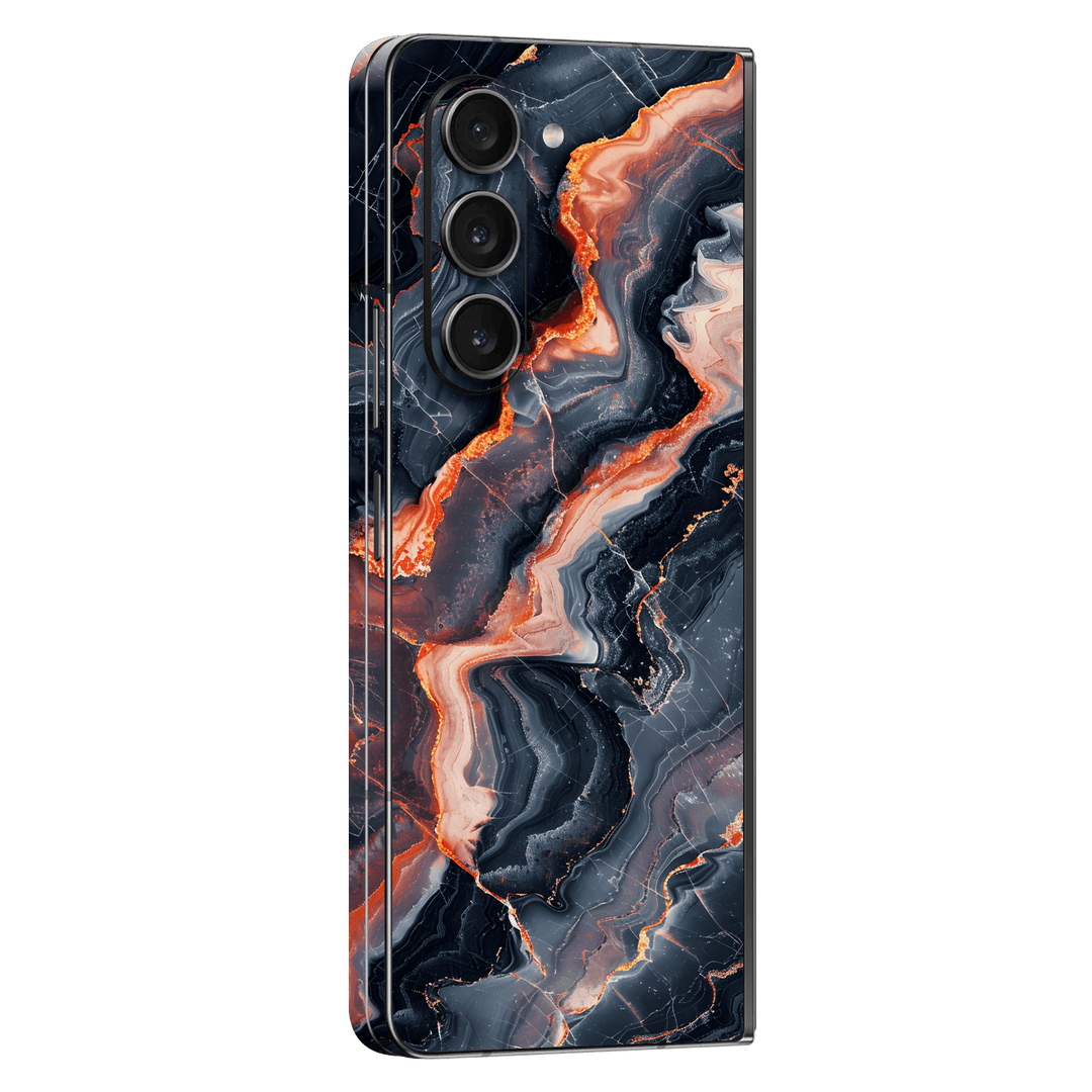 Samsung Galaxy Z FOLD 5 Print Printed Custom SIGNATURE Terra Noir Stone Marble Skin Wrap Sticker Decal Cover Protector by QSKINZ | QSKINZ.COM