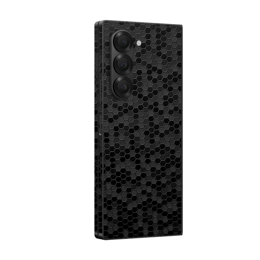 Samsung Galaxy Z Fold 6 (2024) Luxuria Black Honeycomb 3D Textured Skin Wrap Sticker Decal Cover Protector by Qskinz | Qskinz.com