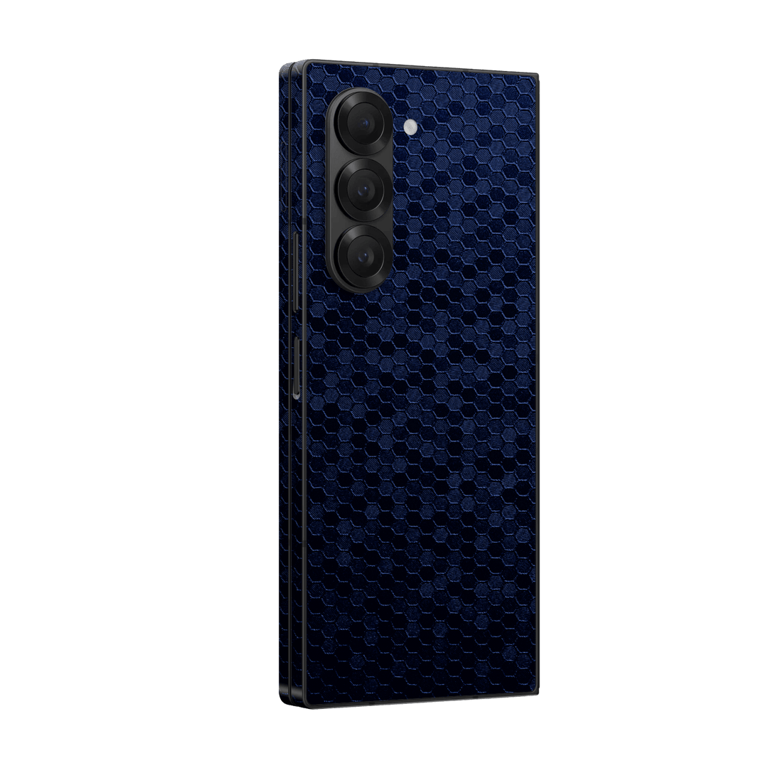 Samsung Galaxy Z Fold 6 (2024) Luxuria Navy Blue Honeycomb 3D Textured Skin Wrap Sticker Decal Cover Protector by Qskinz | Qskinz.com