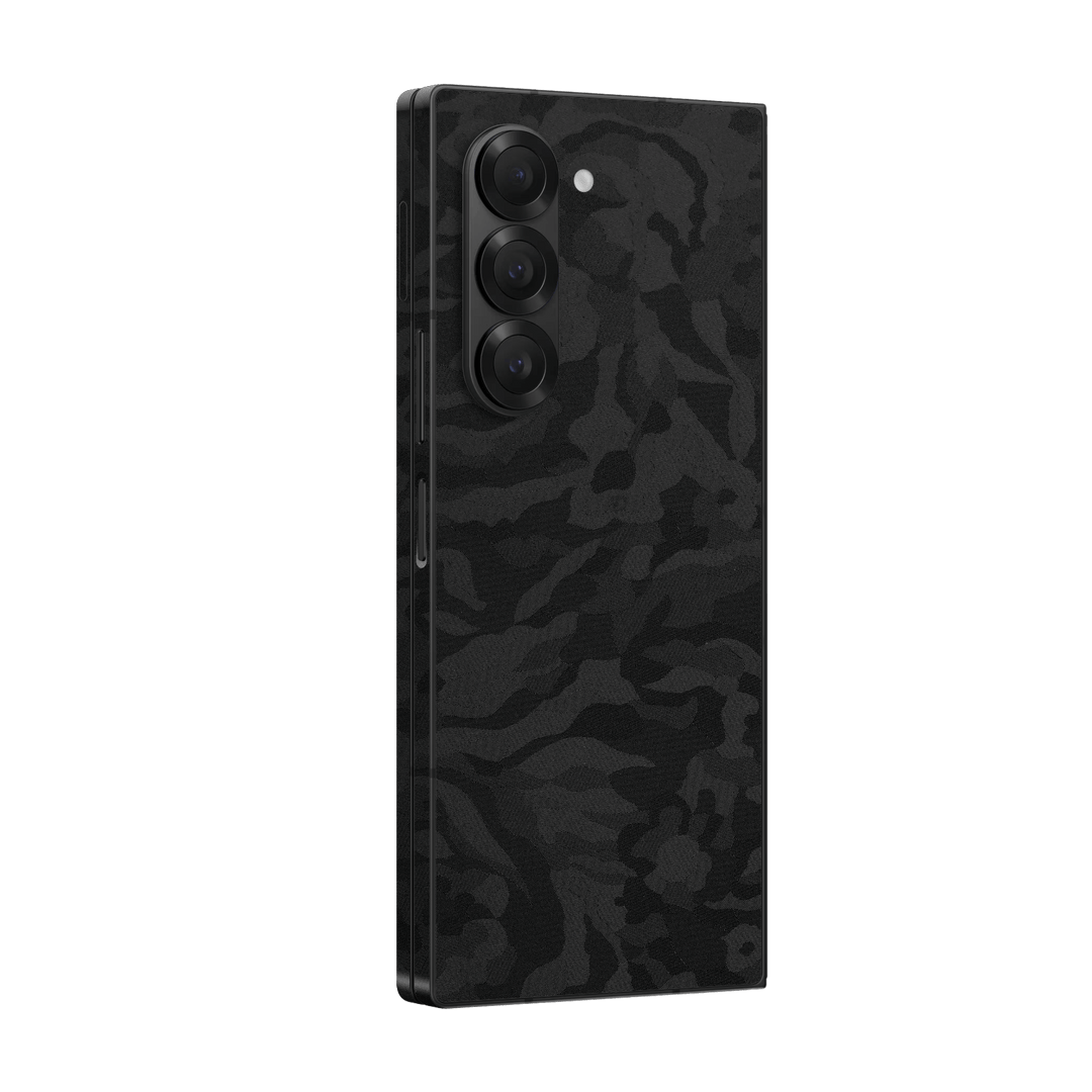 Samsung Galaxy Z Fold 6 (2024) Luxuria Black 3D Textured Camo Camouflage Skin Wrap Sticker Decal Cover Protector by Qskinz | Qskinz.com